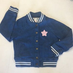 CAT & JACK embroidered denim bomber jacket XS 4-5